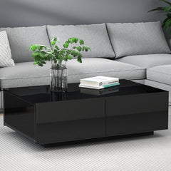 Modern Coffee Table 4 Storage Drawers High Gloss Living Room Furniture Furniture FURNI-L-COF01-BK-AB Online Furniture