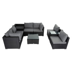 Modular Outdoor Lounge Set - 9pcs Sofa, Armchairs and Coffee Table Furniture > Outdoor V264-OTF-530S-BLK-OTF-509-BLK Online Furniture