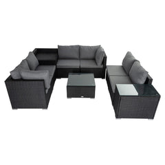 Modular Outdoor Lounge Set - 9pcs Sofa, Armchairs and Coffee Table Furniture > Outdoor V264-OTF-530S-BLK-OTF-509-BLK Online Furniture