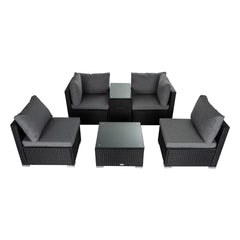 Modular Outdoor Lounge Set - 9pcs Sofa, Armchairs and Coffee Table Furniture > Outdoor V264-OTF-530S-BLK-OTF-509-BLK Online Furniture