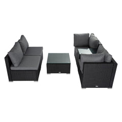 Modular Outdoor Lounge Set - 9pcs Sofa, Armchairs and Coffee Table Furniture > Outdoor V264-OTF-530S-BLK-OTF-509-BLK Online Furniture