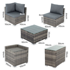 Modular Outdoor Lounge Set - 9pcs Sofa, Armchairs and Coffee Table Furniture > Outdoor V264-OTF-530S-BLK-OTF-509-BLK Online Furniture