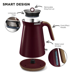 Morphy Richards 1.5L Aspect Kettle - Maroon with Cork-Effect Trim Appliances > Kitchen Appliances V240-100017 Online Furniture