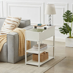 Multi-Tier Bedside Table with Powerboard, White Furniture > Living Room V178-100041 Online Furniture