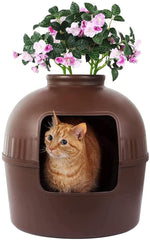 Multifunctional Cat Litter Box Pet Cat House Semi-Enclosed Brown Pet Care > Cat Supplies V278-BP292-CAT-HOUSE-BROWN Online Furniture