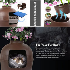 Multifunctional Cat Litter Box Pet Cat House Semi-Enclosed Brown Pet Care > Cat Supplies V278-BP292-CAT-HOUSE-BROWN Online Furniture