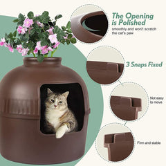 Multifunctional Cat Litter Box Pet Cat House Semi-Enclosed Brown Pet Care > Cat Supplies V278-BP292-CAT-HOUSE-BROWN Online Furniture