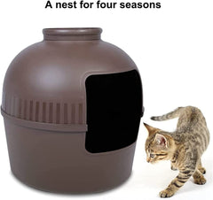 Multifunctional Cat Litter Box Pet Cat House Semi-Enclosed Brown Pet Care > Cat Supplies V278-BP292-CAT-HOUSE-BROWN Online Furniture