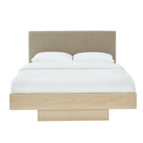 Natural Oak Wood Floating Bed Frame King