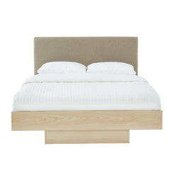 Natural Oak Wood Floating Bed Frame King Furniture > Bedroom V80-NOOK-183LIGHT-H-K Online Furniture