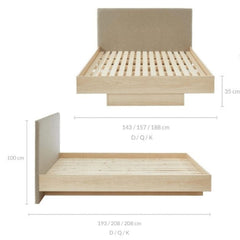 Natural Oak Wood Floating Bed Frame King Furniture > Bedroom V80-NOOK-183LIGHT-H-K Online Furniture