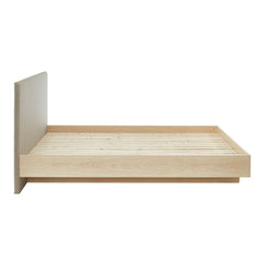 Natural Oak Wood Floating Bed Frame King Furniture > Bedroom V80-NOOK-183LIGHT-H-K Online Furniture