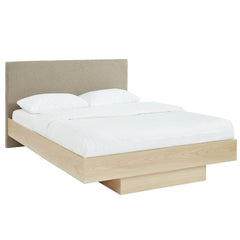 Natural Oak Wood Floating Bed Frame King Furniture > Bedroom V80-NOOK-183LIGHT-H-K Online Furniture