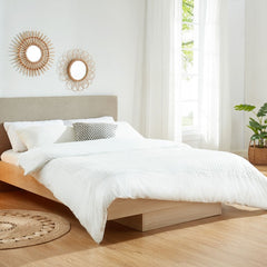 Natural Oak Wood Floating Bed Frame King Furniture > Bedroom V80-NOOK-183LIGHT-H-K Online Furniture