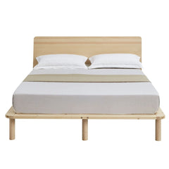 Natural Solid Wood Bed Frame Bed Base with Headboard King Single Furniture > Bedroom V80-CLV2-WB117-KS Online Furniture