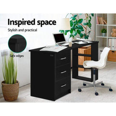 Office Computer Desk 3 Drawers 120cm Black - ozily