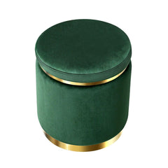 Ottoman Round Velvet Foot Stool Foot Rest Pouffe Padded Seat Pouf Home Decor - ozily