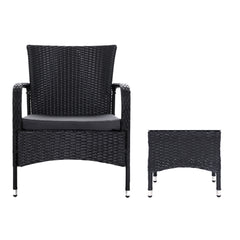 Outdoor Furniture Patio Set Wicker Outdoor Conversation Set Chairs Table 3PCS Furniture > Outdoor ODF-BISTRO-RATTAN-XL-BK Online Furniture