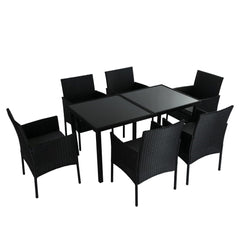 Outdoor Minimalist Black Wicker 6-Seater Dining Set Furniture > Outdoor V264-OTF-527S-BLK Online Furniture