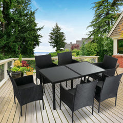 Outdoor Minimalist Black Wicker 6-Seater Dining Set Furniture > Outdoor V264-OTF-527S-BLK Online Furniture