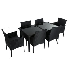 Outdoor Minimalist Black Wicker 6-Seater Dining Set Furniture > Outdoor V264-OTF-527S-BLK Online Furniture