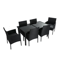 Outdoor Minimalist Black Wicker 6-Seater Dining Set Furniture > Outdoor V264-OTF-527S-BLK Online Furniture