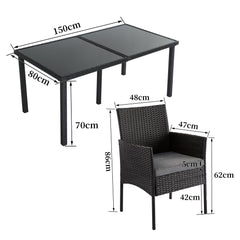 Outdoor Minimalist Black Wicker 6-Seater Dining Set Furniture > Outdoor V264-OTF-527S-BLK Online Furniture