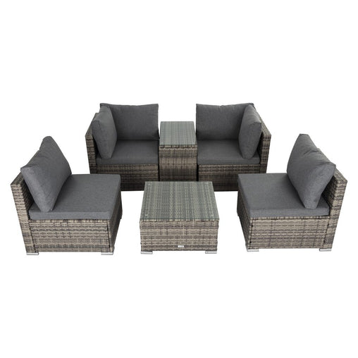 Outdoor Modular Lounge Sofa with Wicker End Table Set Furniture > Outdoor V264-OTF-530S-LGR-OTF-507-LGR Online Furniture