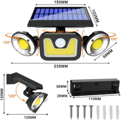Outdoor Solar Lights with 3 Adjustable Head for Porch Garden Patio Home & Garden > Garden Lights V178-65586 Online Furniture