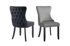 Paris Dark Grey Velvet and black Rubberwood Upholstered Dining Chairs Tufted Back -Set of 2 Furniture > Dining V292-DC-PARIS-DGREY-BLACK Online Furniture