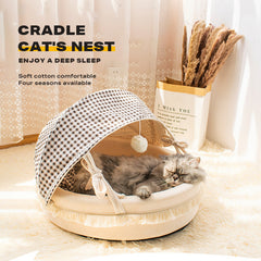 Pet Cat Calming Bed Cuddle Soft Warm Plush Cave Sleeping Nest Tent Pet House Pet Care > Dog Supplies V488-PB-CN Online Furniture