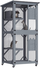 Pet Cat Shelter Condo with Escape Door Wooden Kitten Cage House Pet Care > Cat Supplies V278-CH449 Online Furniture