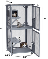 Pet Cat Shelter Condo with Escape Door Wooden Kitten Cage House Pet Care > Cat Supplies V278-CH449 Online Furniture