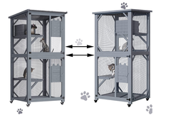 Pet Cat Shelter Condo with Escape Door Wooden Kitten Cage House Pet Care > Cat Supplies V278-CH449 Online Furniture