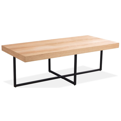 Petunia  Coffee Table 120cm Elm Timber Wood Black Metal Leg - Natural Furniture > Living Room V315-VOD-BOST-04 Online Furniture