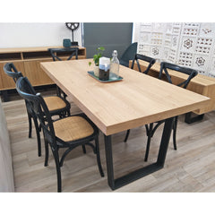 Petunia  Dining Table 180cm Elm Timber Wood Black Metal Leg - Natural Furniture > Dining V315-VOD-BOST-01 Online Furniture