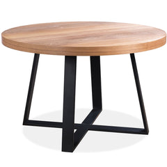 Petunia  Round Dining Table 120cm Elm Timber Wood Black Metal Leg - Natural Furniture > Dining V315-VOD-BOST-03 Online Furniture