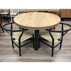 Petunia  Round Dining Table 120cm Elm Timber Wood Black Metal Leg - Natural Furniture > Dining V315-VOD-BOST-03 Online Furniture