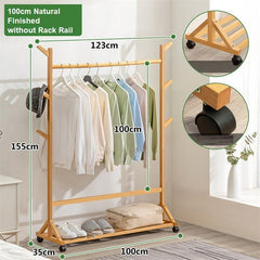 Portable Coat Stand Rack Rail Clothes Hat Garment Hanger Hook with Shelf Bamboo 9 Hook without Rack Rail Natural Finished Furniture > Office V255-0503-03 Online Furniture