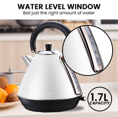 Pronti 1.7l Rose Trim Collection Kettle - White Appliances > Kitchen Appliances V240-KTL-017-GST-WH Online Furniture