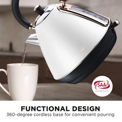 Pronti 1.7l Rose Trim Collection Kettle - White Appliances > Kitchen Appliances V240-KTL-017-GST-WH Online Furniture