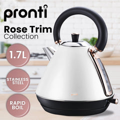 Pronti 1.7l Rose Trim Collection Kettle - White Appliances > Kitchen Appliances V240-KTL-017-GST-WH Online Furniture