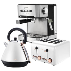 Pronti Toaster, Kettle & Coffee Machine Breakfast Set - White Appliances > Kitchen Appliances V240-CM-KL-TS-COM-WH Online Furniture