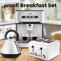 Pronti Toaster, Kettle & Coffee Machine Breakfast Set - White Appliances > Kitchen Appliances V240-CM-KL-TS-COM-WH Online Furniture