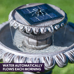 PROTEGE Solar Powered Water Feature Fountain Bird Bath with Lighting Light Grey Home & Garden > Fountains V219-PMPFPKPROA2SB Online Furniture