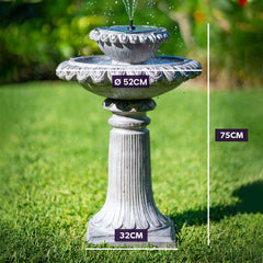 PROTEGE Solar Powered Water Feature Fountain Bird Bath with Lighting Light Grey Home & Garden > Fountains V219-PMPFPKPROA2SB Online Furniture