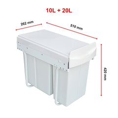 Pull Out Bin Kitchen Double Dual Slide Garbage Rubbish Waste 10L+20L Home & Garden > Kitchenware V63-824211 Online Furniture