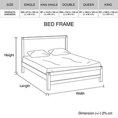 Queen size Bed Frame in Solid Acacia Veneered Medium High Headboard in Oak Furniture > Bedroom V43-BED-JAVQOK Online Furniture