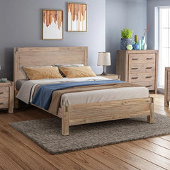 Queen size Bed Frame in Solid Acacia Veneered Medium High Headboard in Oak Furniture > Bedroom V43-BED-JAVQOK Online Furniture