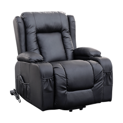 Recliner Chair Electric Massage Chair Lift Heated Leather Lounge Sofa Black Furniture > Bar Stools & Chairs V63-834091 Online Furniture